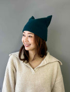 H-25-67｜フォックス混 猫耳ニットキャップ